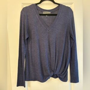 ANTHROPOLOGIE SUNDAY IN BROOKLYN V-neck Sweater Knotted Hem Blue Women’s Size SM